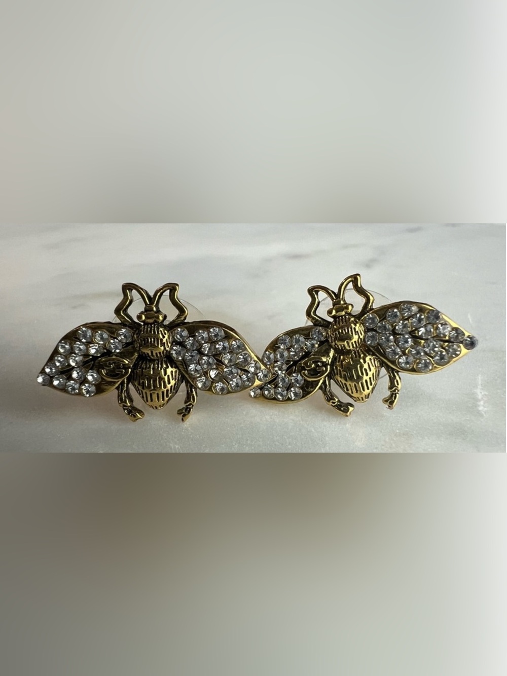 ONE OF A KIND Upcycled Gucci GG Crystal Bee Statement Earrings